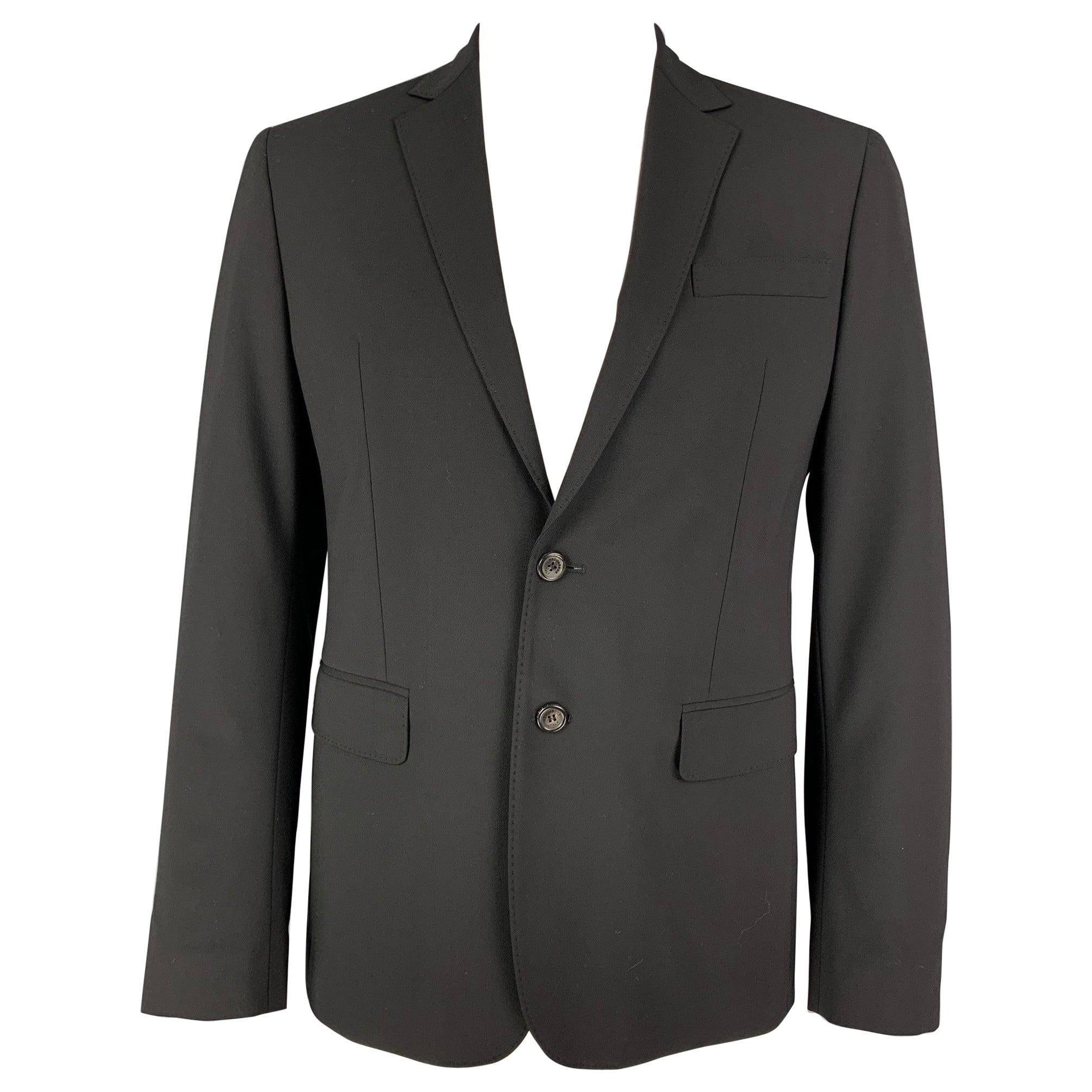 DSQUARED2 Size 44 Black Wool Notch Lapel Sport Coat For Sale