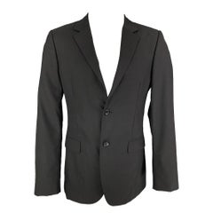 CALVIN KLEIN COLLECTION Taille 38 - Manteau de sport en laine noire à revers clouté
