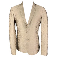 ROBERTO CAVALLI Size 38 Tan Jacquard Polyester Blend Sport Coat