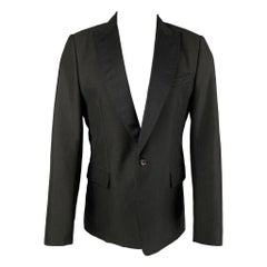 MARC JACOBS Chest Size 38 Black Solid Mohair &  Wool Peak Lapel Sport Coat