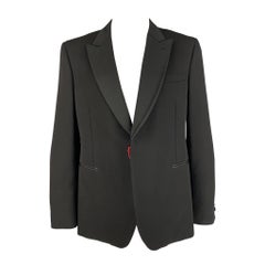 ALEXANDER MCQUEEN - Manteau de sport en laine noir à revers pointu, taille 44