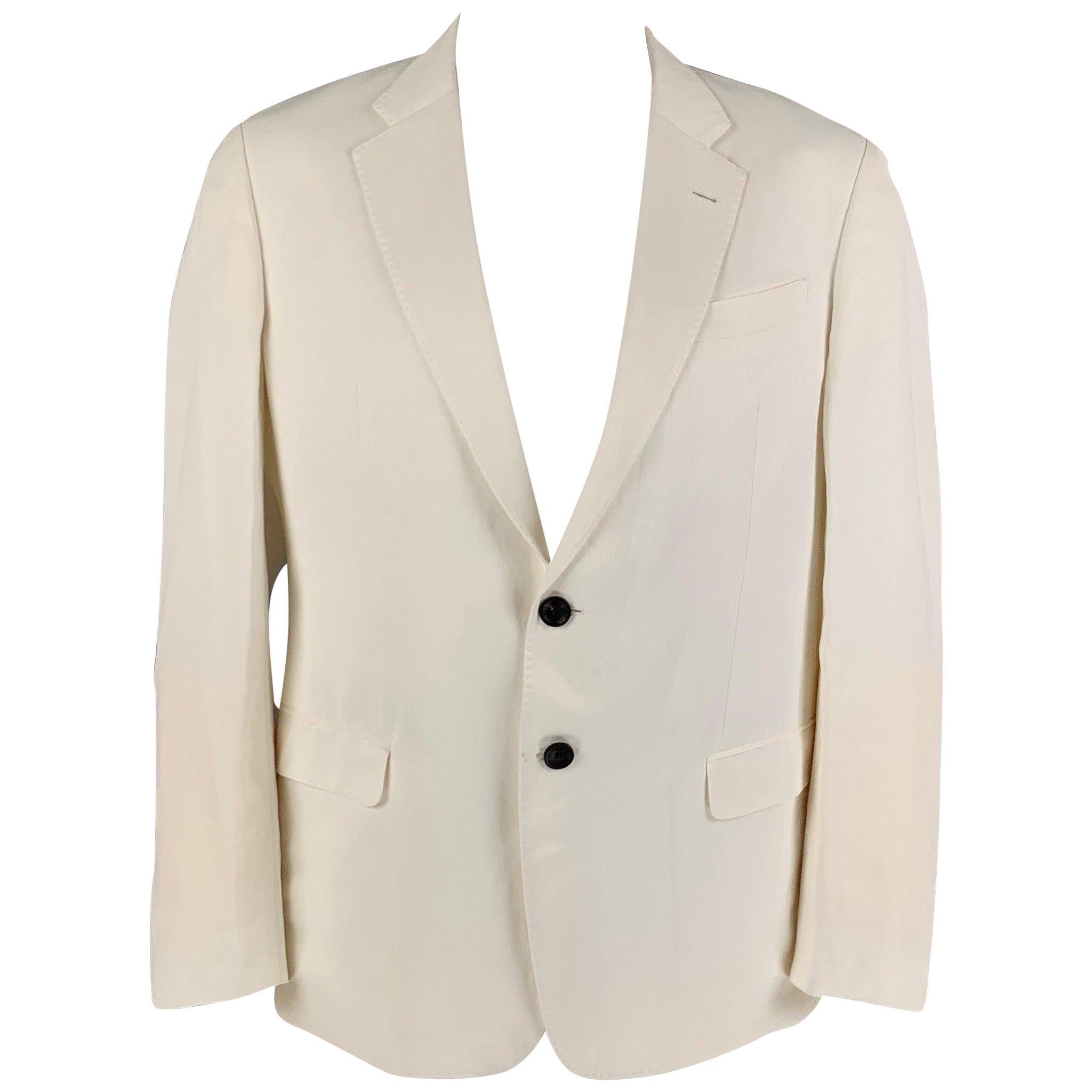 ARMANI COLLEZIONI Size 46 White Viscose Linen Sport Coat For Sale