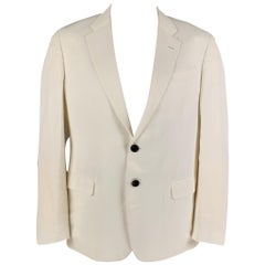 ARMANI COLLEZIONI Size 46 White Viscose Linen Sport Coat