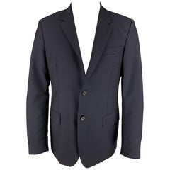 ALEXANDER MCQUEEN Size 42 Navy Wool Mohair Notch Lapel Sport Coat