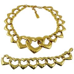 Yves Saint Laurent YSL Vintage Heart Necklace and Bracelet Set 8