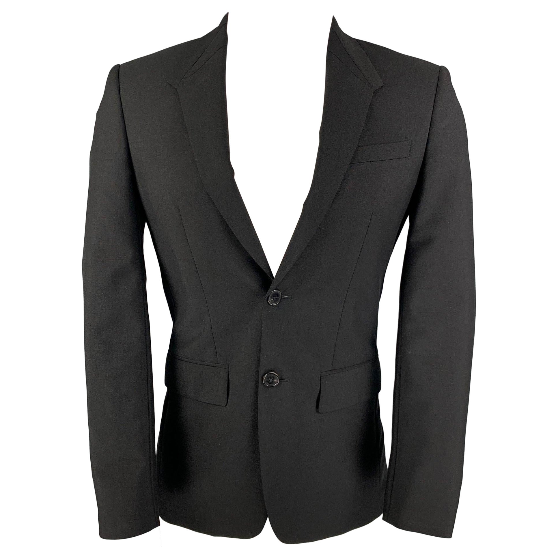 GIVENCHY Size 36 Black Wool Mohair Sport Coat For Sale