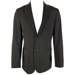 FENDI - Manteau de sport régulier en laine noire à revers clouté, taille 40