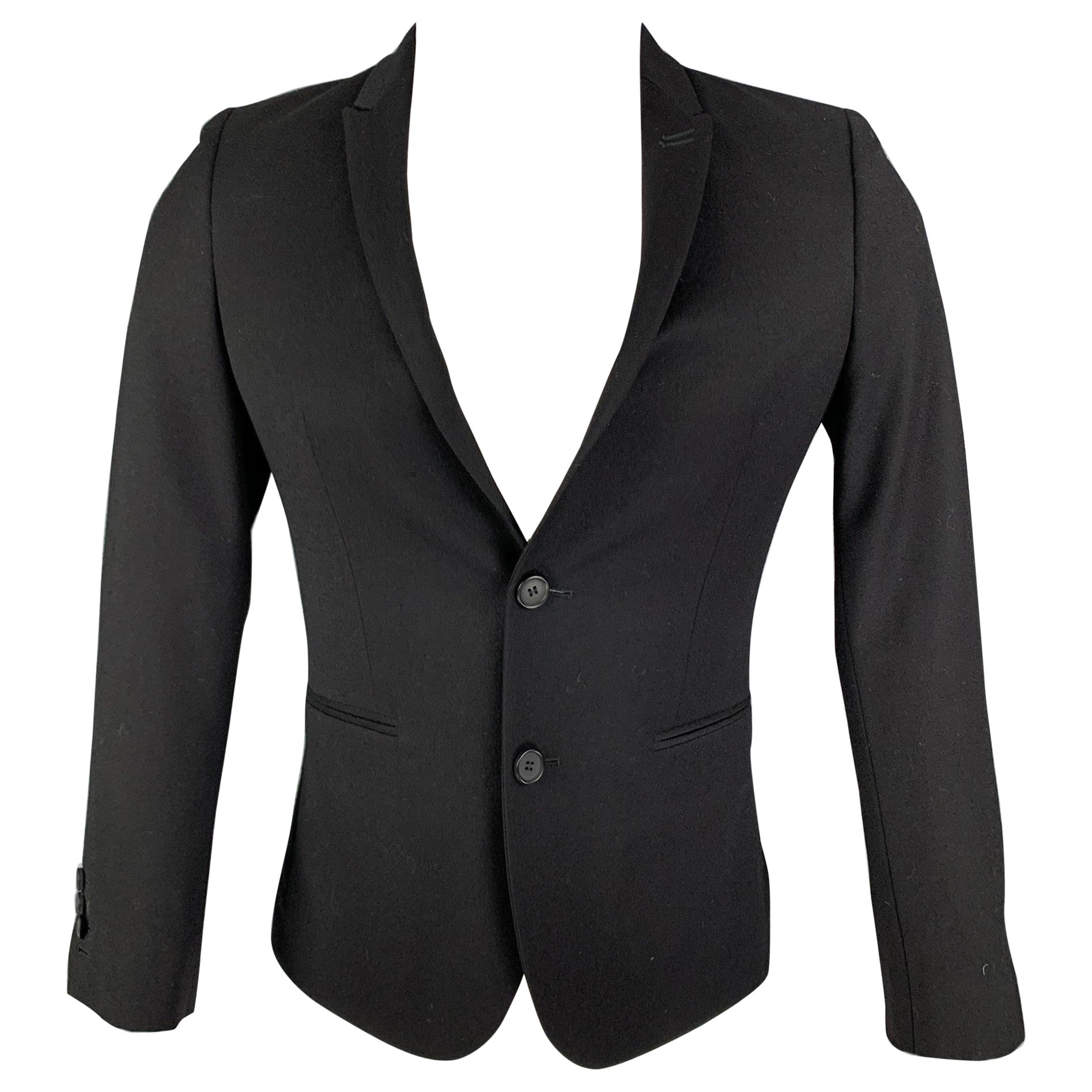 THE KOOPLES Size 34 Size Black Wool Single Breasted Sport Coat For Sale