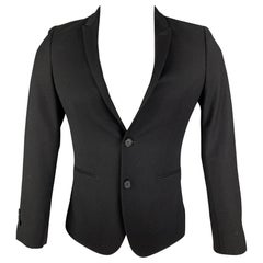 The Kooples Taille 34 Manteau de sport en laine noir à simple boutonnage