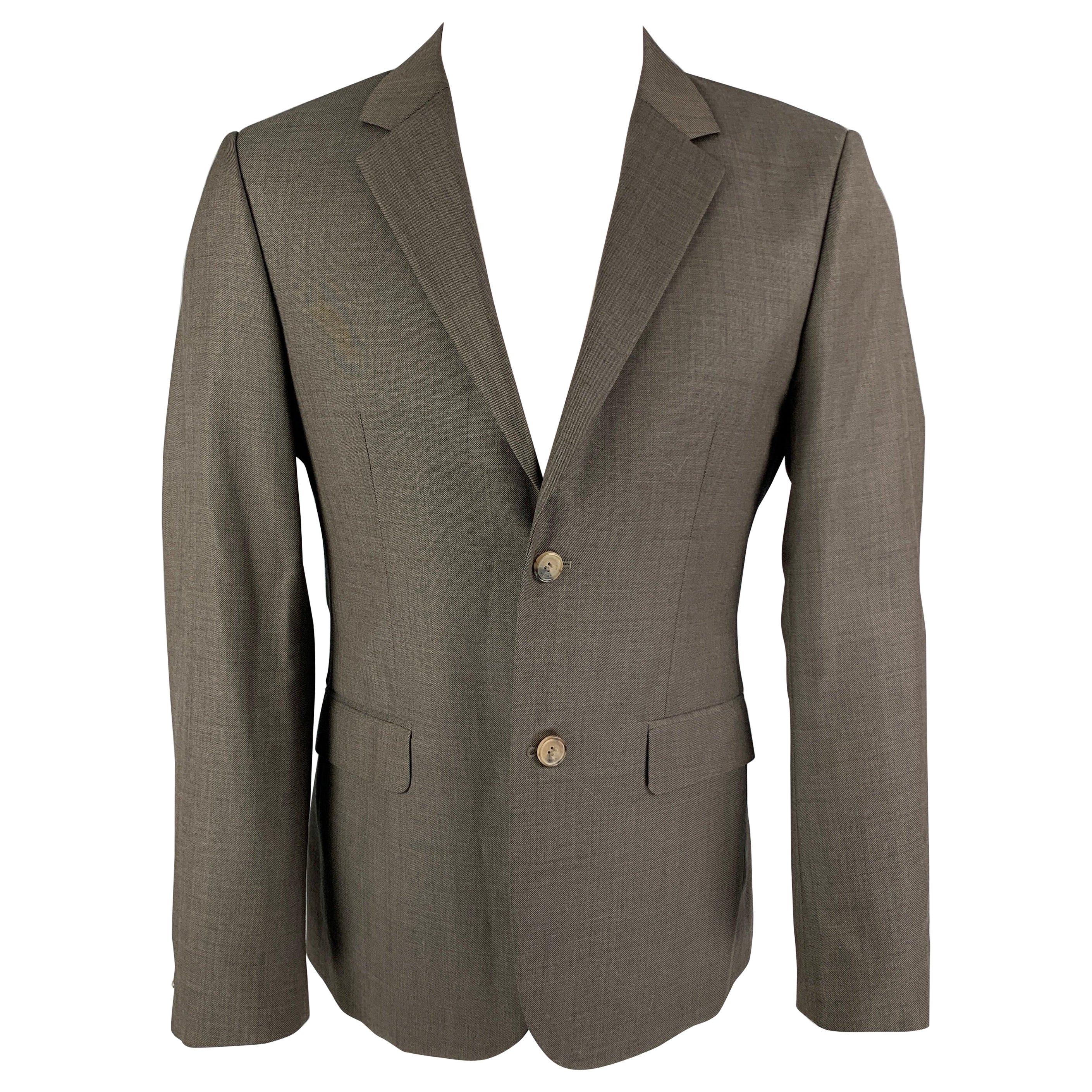 CALVIN KLEIN COLLECTION Size 36 Grey Wool Notch Lapel Sport Coat For Sale