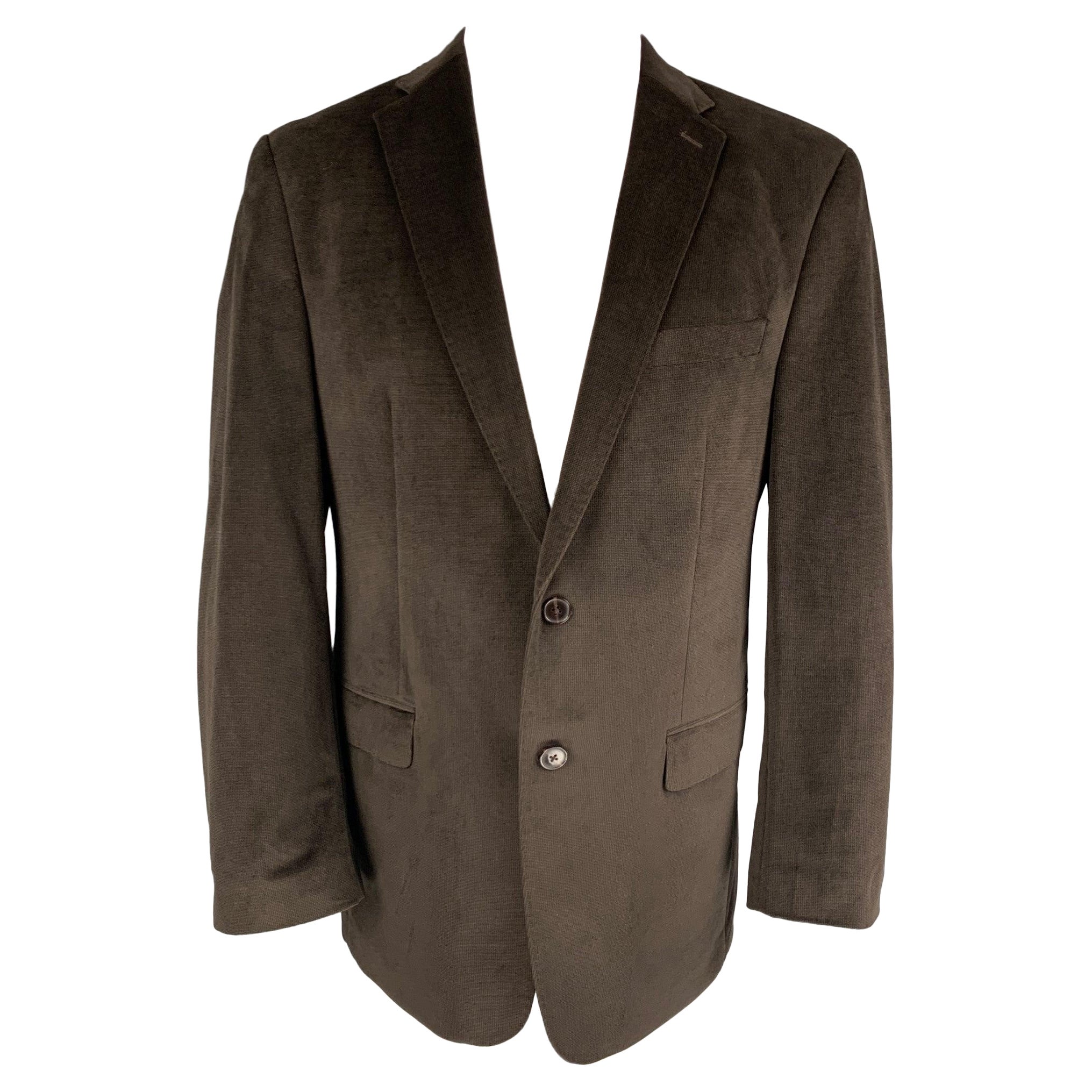 CALVIN KLEIN - Manteau de sport marron à revers en polyester, taille 40 en vente