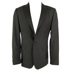 Calvin Klein Collection Taille 38 Manteau de sport en laine noire à revers en pointe