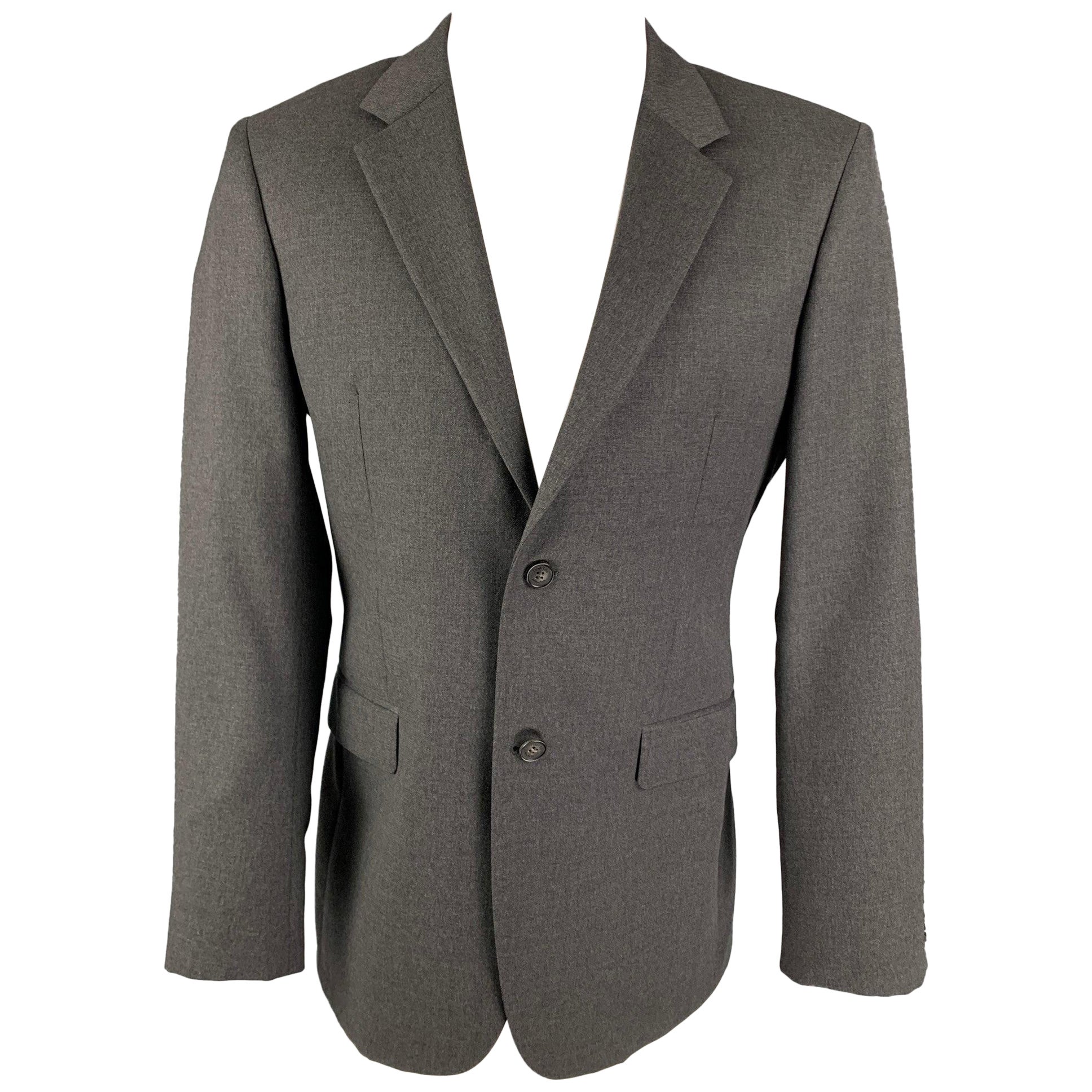 CALVIN KLEIN COLLECTION - Manteau de sport en laine gris foncé, taille 40 en vente