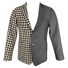THOM BROWNE Taille 38 Navy Red Checkered Wool Blend Notch Lapel Sport Coat