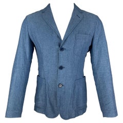 ASPESI Size XS Blue Cotton Linen Notch Lapel Sport Coat