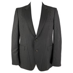 ALEXANDER MCQUEEN Size 44 Black White Patchwork Wool Sport Coat