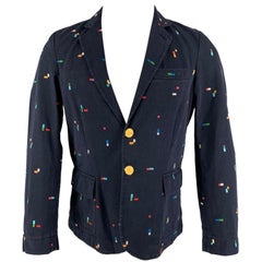 BAND OF OUTSIDERS Size 38 Multi-Color Embroidery Cotton Sport Coat