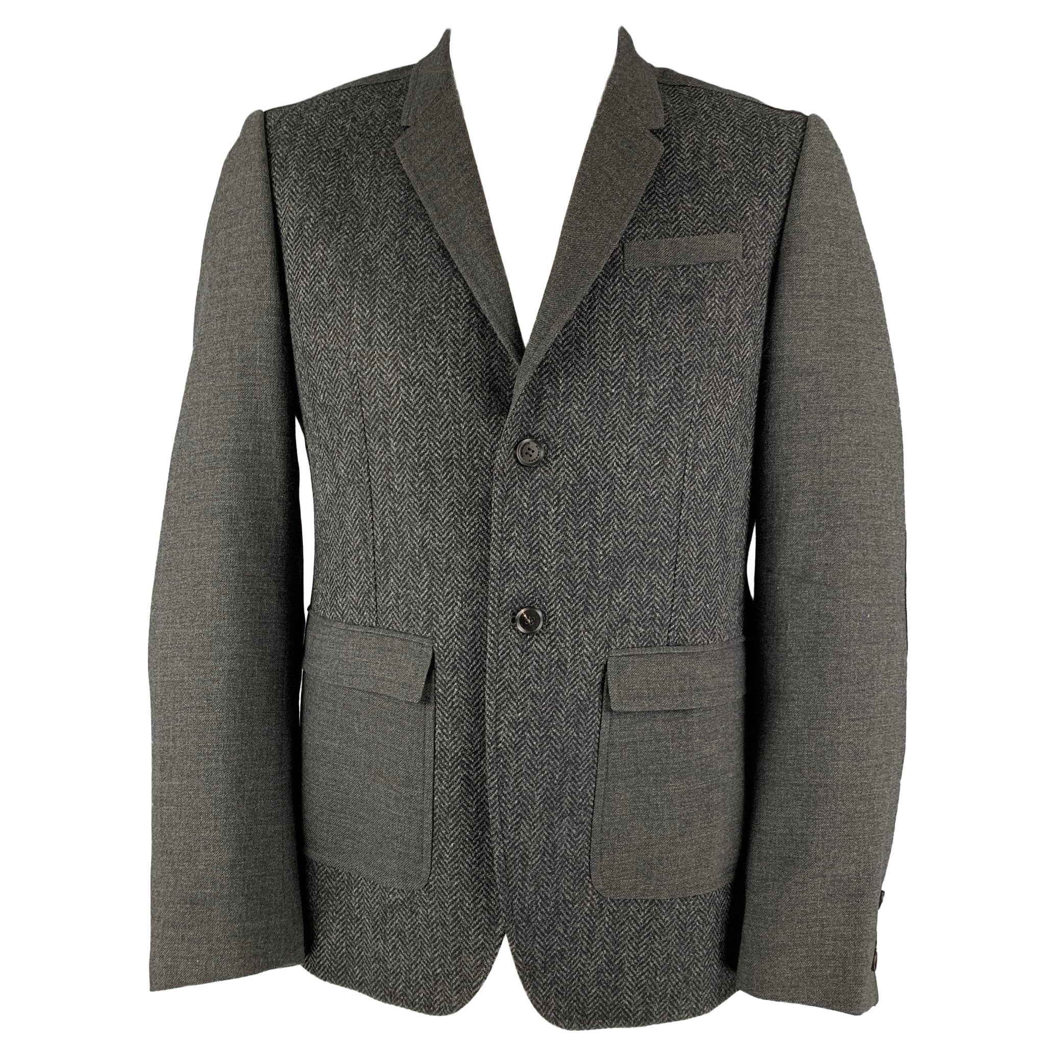 BURBERRY PRORSUM Size 44 Grey Virgin Wool Notch Lapel Sport Coat For Sale
