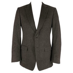 Z ZEGNA - Manteau de sport long en angora gris anthracite à grille grise, taille 40