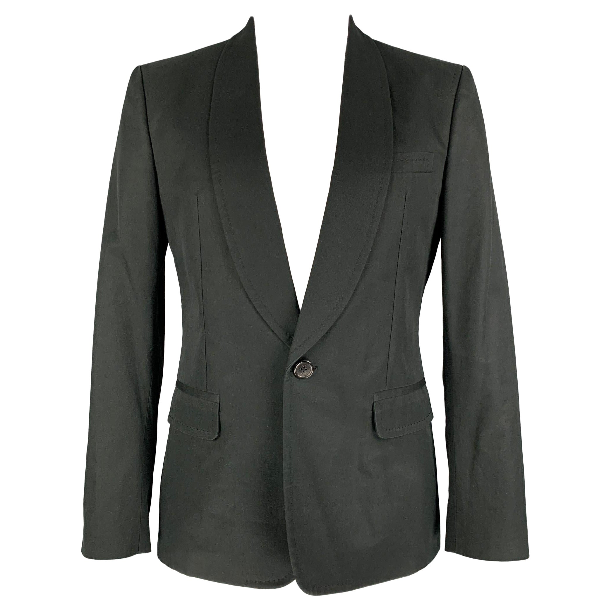 DSQUARED2 Size 44 Black Cotton Shawl Collar Sport Coat For Sale