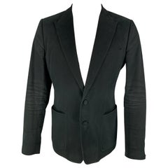 DOLCE & GABBANA Size 40 Black Cotton Peak Lapel Sport Coat