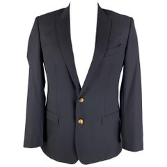 Dolce & Gabbana Martini Taille 42 Regular Navy Wool Silk Sport Coat
