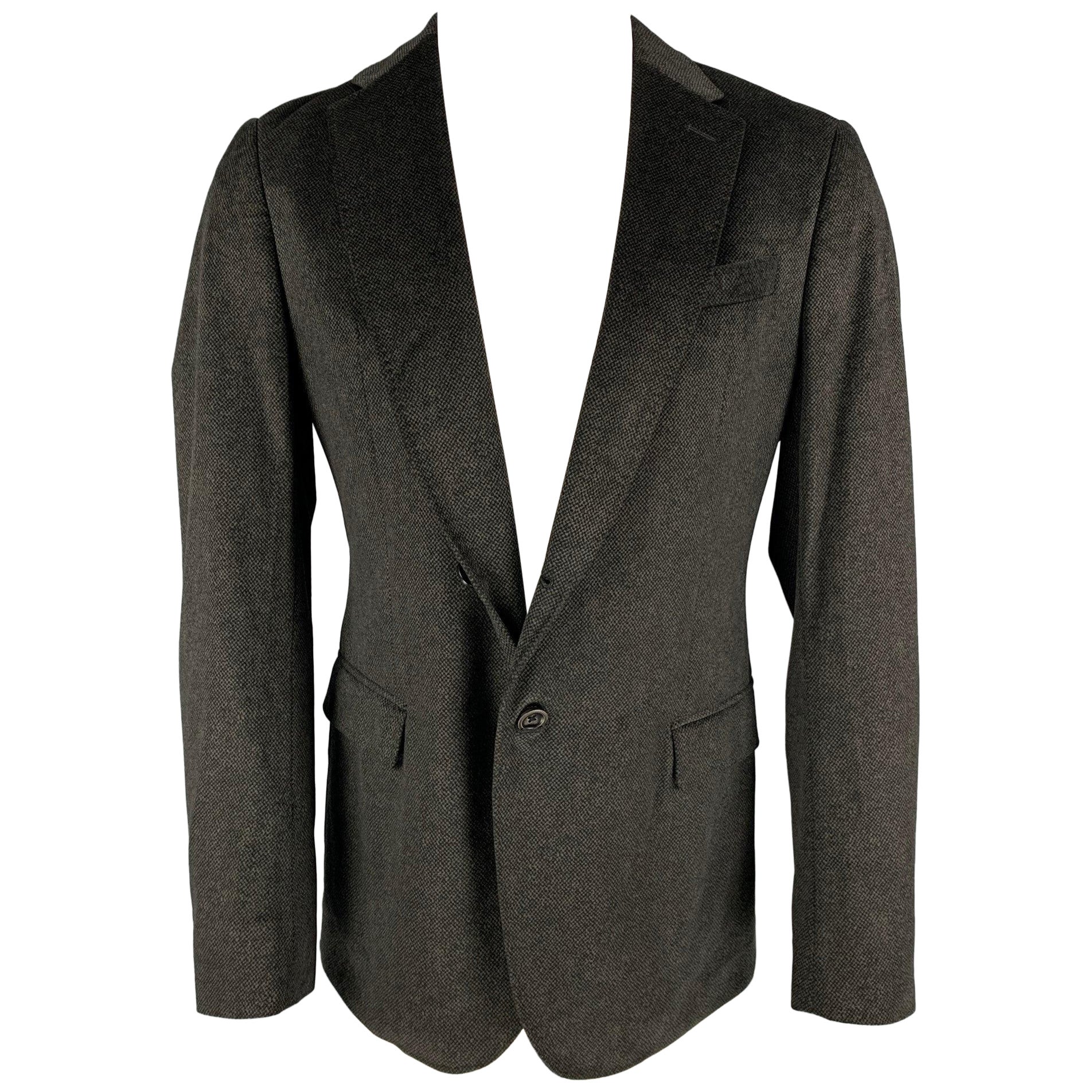 ARMANI COLLEZIONI Größe 40 Regular anthrazitfarbener schwarzer Heather-Sportmantel