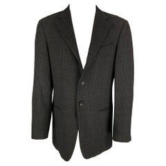 ARMANI COLLEzioni - Manteau de sport en laine à carreaux noirs anthracite, taille 40