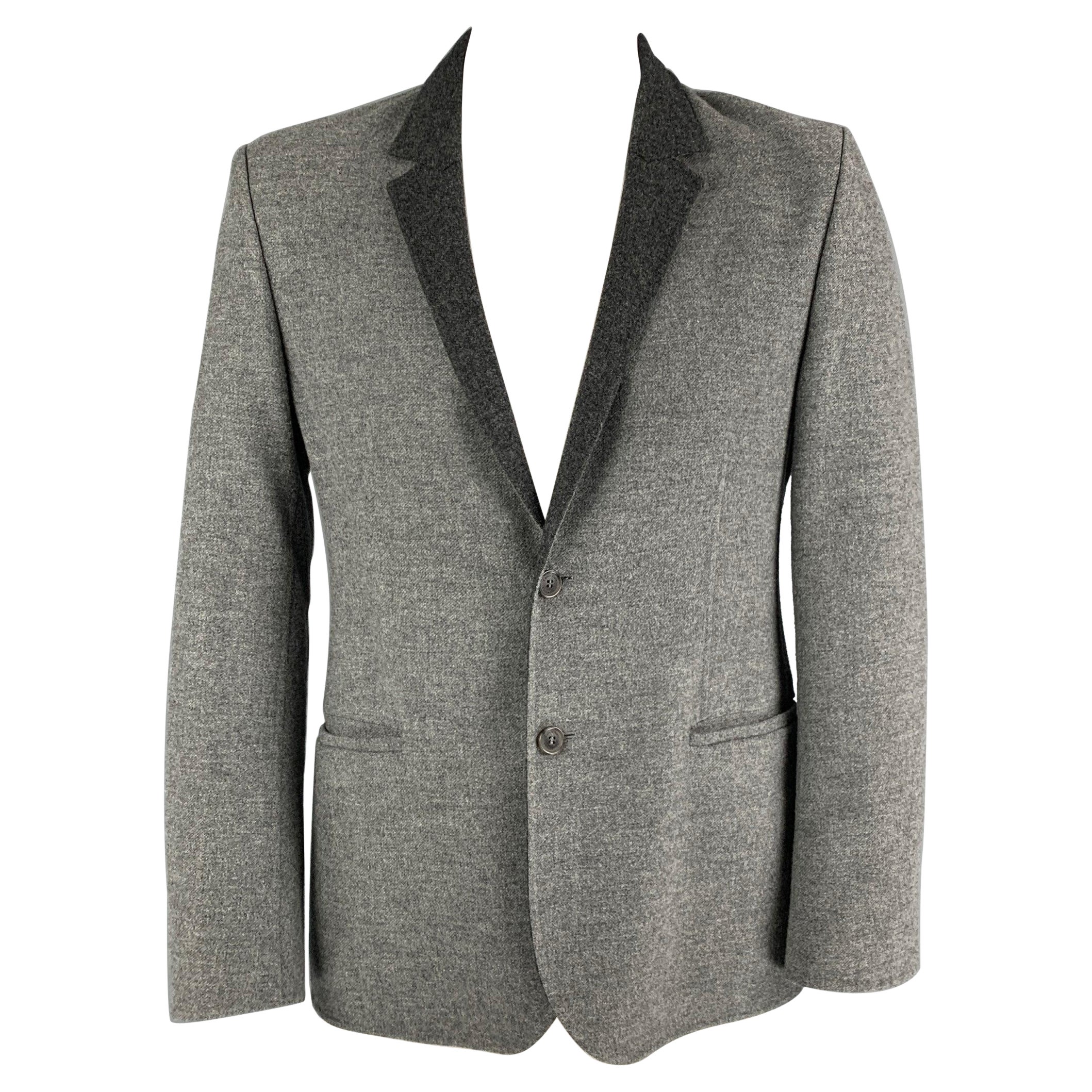 CALVIN KLEIN COLLECTION Size 42 Grey Charcoal Wool Sport Coat For Sale