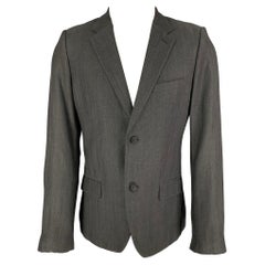 CALVIN KLEIN COLLECTION Size 38 Charcoal Wool Linen Sport Coat