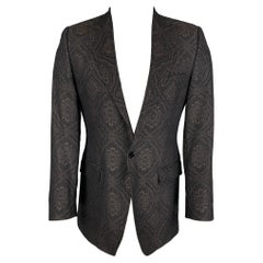 Vintage DOLCE & GABBANA Size 38 R Jacquard Wool / Silk Peak Lapel Sport Coat