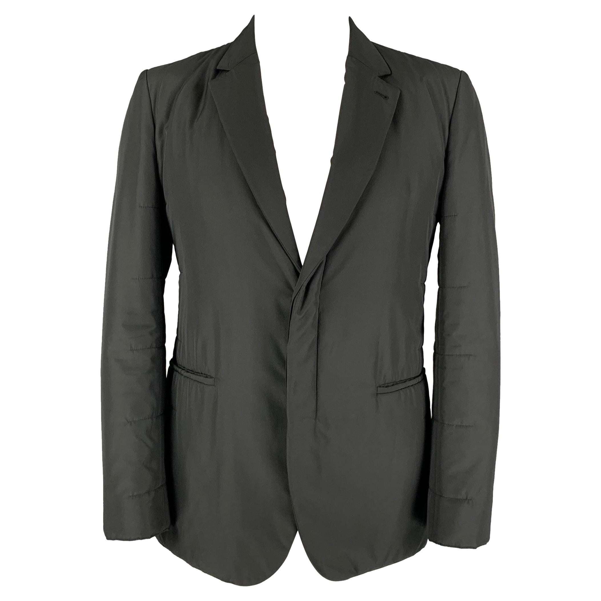 CALVIN KLEIN COLLECTION Size 44 Black Quilted Polyester Sport Coat For Sale