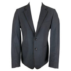 BURBERRY PRORSUM - Manteau de sport vintage bleu marine et coton/mohair à revers pointu, taille 42