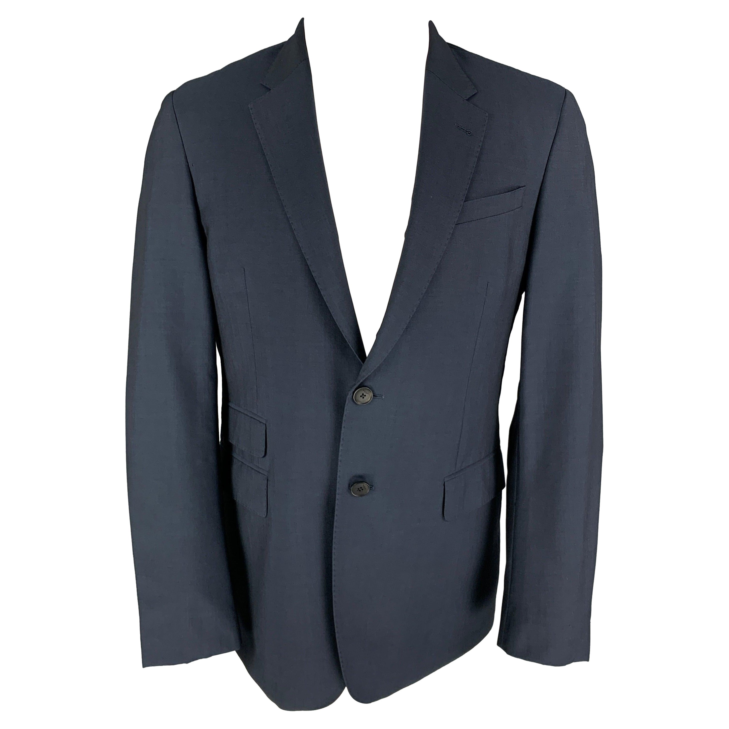 PAUL SMITH Size 40 Regular Steel Blue Wool Mohair Sport Coat For Sale