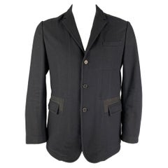 MARNI Taille 40 Navy Black Wool Blend Notch Lapel Sport Coat