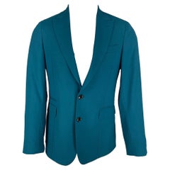 PAUL SMITH Soho - Manteau de sport ajusté en laine bleu sarcelle à revers pointu, taille 38