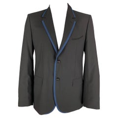 MARC JACOBS Size 44 Black Blue Wool Notch Lapel Sport Coat