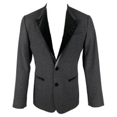 DOLCE & GABBANA Size 36 Charcoal & Black Wool Blend Sport Coat