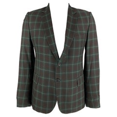 PAUL SMITH Soho Fit Size 46 Brown & Green Plaid Wool Notch Lapel Sport Coat