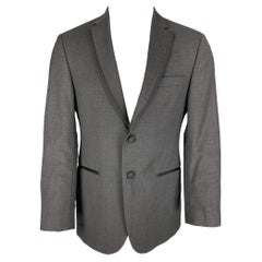 Used BLACK by VERA WANG Size 38 Grey Black Wool Notch Lapel Tuxedo Sport Coat