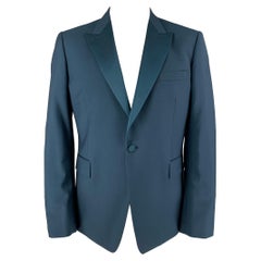 PAUL SMITH Soho Fit Size 46 Teal Wool / Mohair Peak Lapel Sport Coat