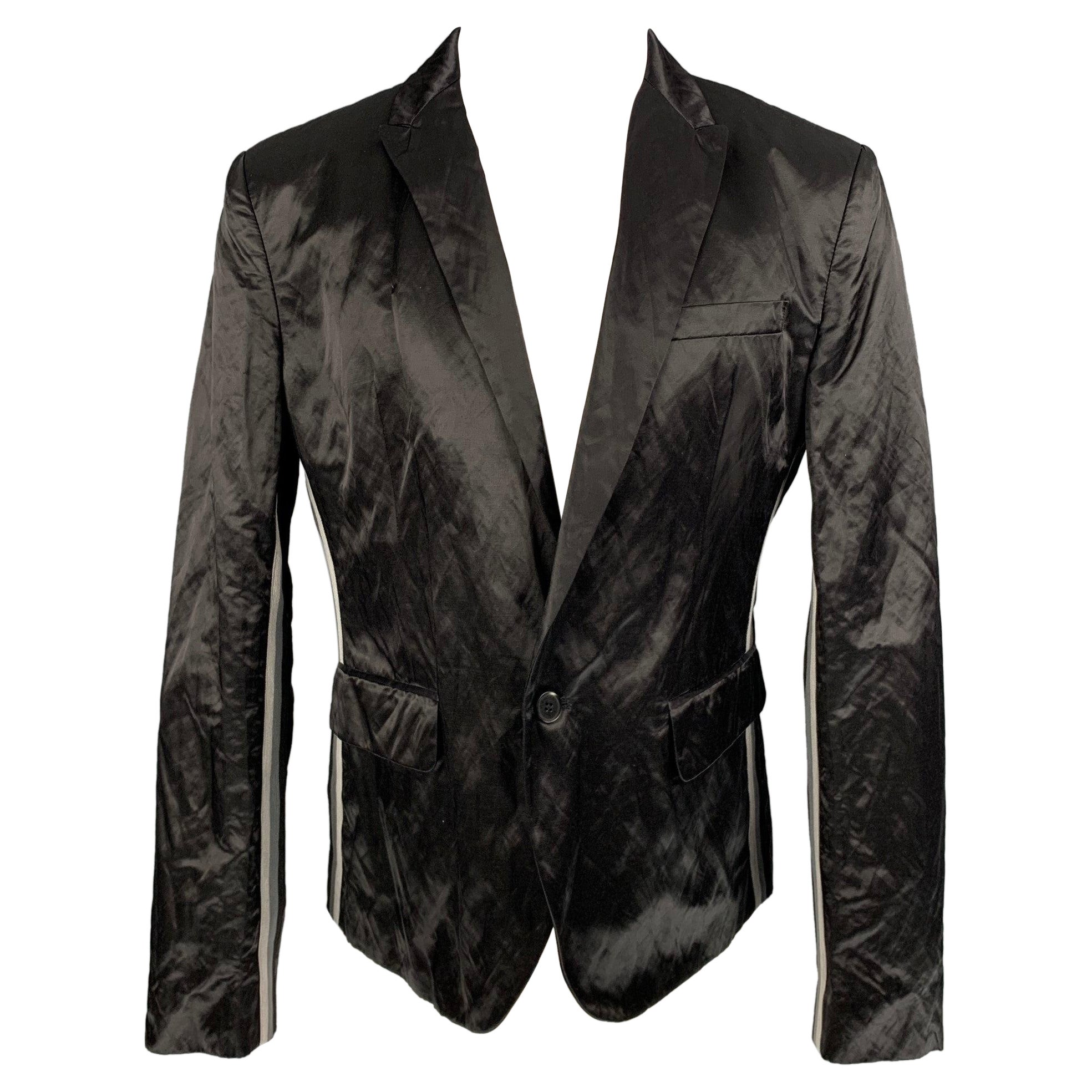 LOVE MOSCHINO Black Wrinkled Cotton Blend Notch Lapel Sport Coat For Sale
