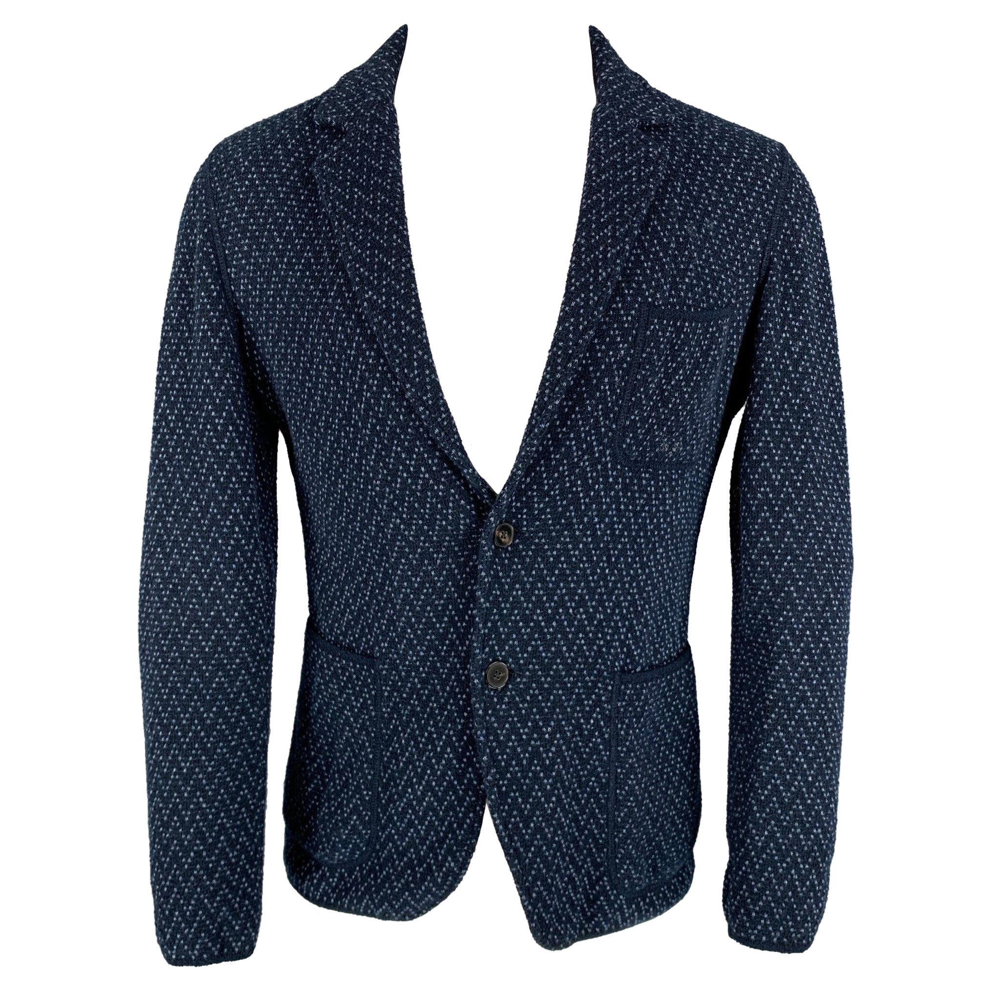 MISSONI Size 38 Black & Blue Single Breasted Textured Sport Coat For Sale