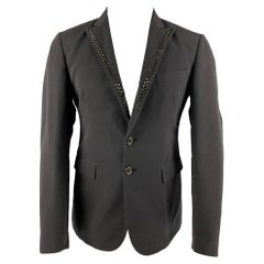 JUST CAVALLI Size 38 Black Studded Cotton Peak Lapel Sport Coat