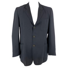 ERMENEGILDO ZEGNA Manteau de sport à simple boutonnage bleu marine, taille 44