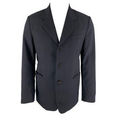 MARNI Size 40 Navy Wool Notch Lapel Sport Coat