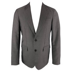 JIL SANDER - Manteau de sport gris foncé en laine/mohair à revers clouté, taille 38