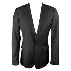 CALVIN KLEIN COLLECTION - Manteau de sport à revers en laine et soie noirs, taille 38