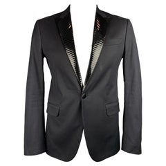 DSQUARED2 - Manteau de sport en coton avec appliques noires à revers pointu, taille 42