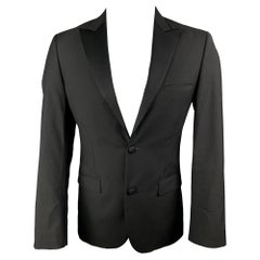 Calvin Klein Collection Taille 36 Manteau de sport Tuxedo en laine noire à revers en pointe